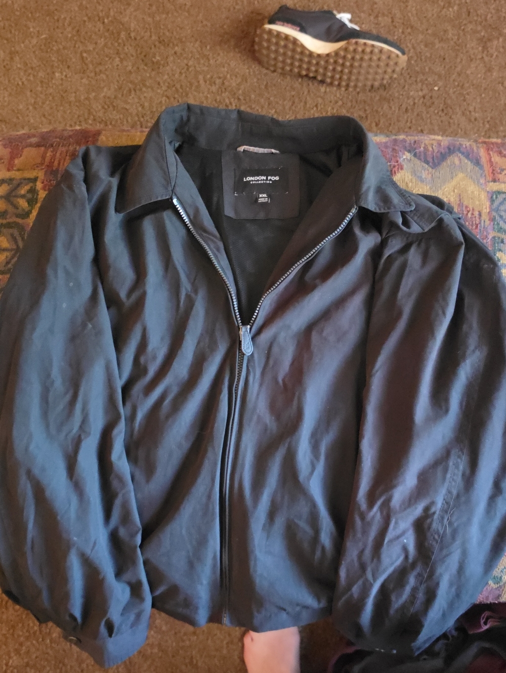 London Fog Men's Dark Black Zip-Front Lightweight Jacket Xxl